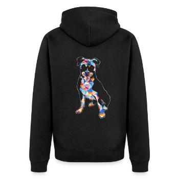 Boxer Dog Geometric - Unisex Premium Organic Zip Hoodie - black - Back - Nico (187cm)
