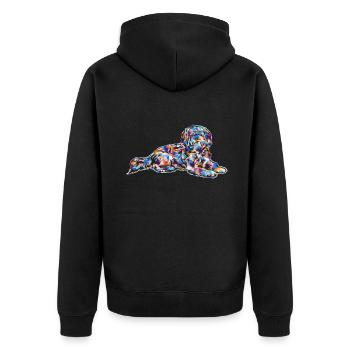 Lhasa Apso Geometric - Unisex Premium Organic Zip Hoodie - black - Back - Nico (187cm)