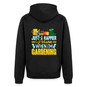 Gardening Happier When I am Gardening - Unisex Premium Organic Zip Hoodie - black - Back - Nico (187cm)