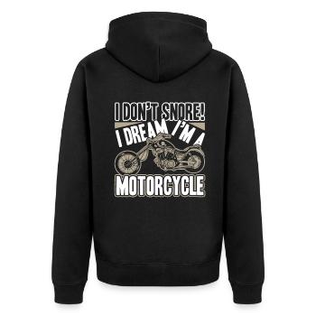 Motorcycle I Dream I am A Motorcycle - Unisex Premium Organic Zip Hoodie - black - Back - Nico (187cm)