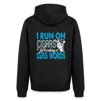 Cigar Smoking I Runs On Cigars - Unisex Premium Organic Zip Hoodie - black - Back - Nico (187cm)