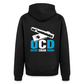 Cigar Smoking Obsessive Cigar Disorder - Unisex Premium Organic Zip Hoodie - black - Back - Nico (187cm)