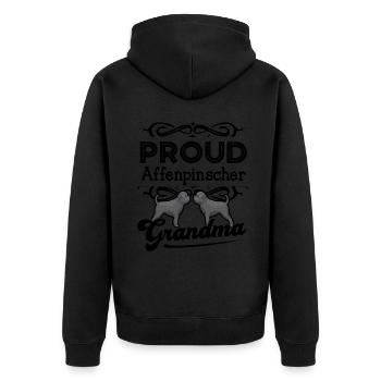 Affenpinscher Grandma - Unisex Premium Organic Zip Hoodie - black - Back - Nico (187cm)