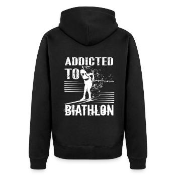 Addicted To Biathlon - Unisex Premium Organic Zip Hoodie - black - Back - Nico (187cm)