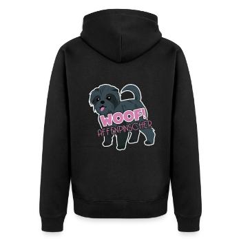 Woof Affenpinscher - Unisex Premium Organic Zip Hoodie - black - Back - Nico (187cm)