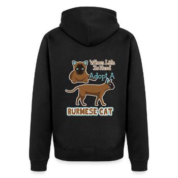 Adopt A Burmese Cat - Unisex Premium Organic Zip Hoodie - black - Back - Nico (187cm)