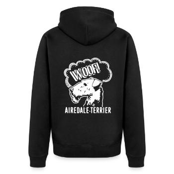 Woof Airedale Terrier - Unisex Premium Organic Zip Hoodie - black - Back - Nico (187cm)