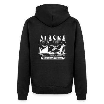 Alaska The Last Frontier - Unisex Premium Organic Zip Hoodie - black - Back - Nico (187cm)