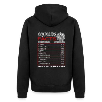 Aquarius Facts Funny Sign Of Zodiac - Unisex Premium Organic Zip Hoodie - black - Back - Nico (187cm)
