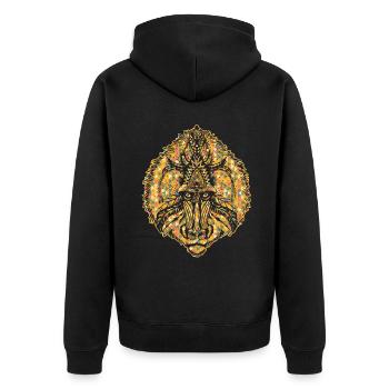 Baboon Geometric - Unisex Premium Organic Zip Hoodie - black - Back - Nico (187cm)