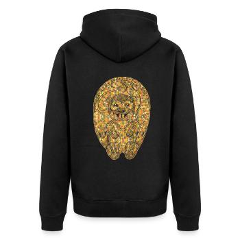 Beaver Geometric - Unisex Premium Organic Zip Hoodie - black - Back - Nico (187cm)
