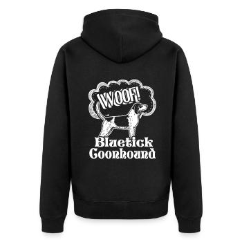 Woof Bluetick Coonhound - Unisex Premium Organic Zip Hoodie - black - Back - Nico (187cm)