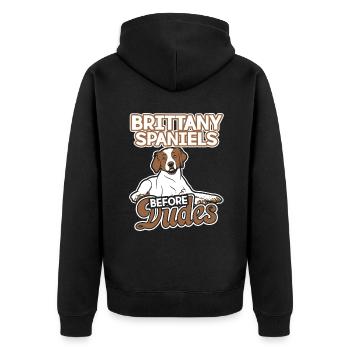 Brittany Spaniel Before Dudes - Unisex Premium Organic Zip Hoodie - black - Back - Nico (187cm)
