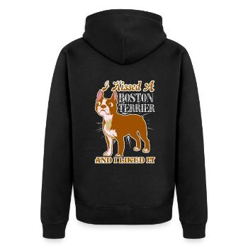 Boston Terrier I Kissed A Boston Terrier - Unisex Premium Organic Zip Hoodie - black - Back - Nico (187cm)