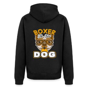 Boxer The Best Dog - Unisex Premium Organic Zip Hoodie - black - Back - Nico (187cm)