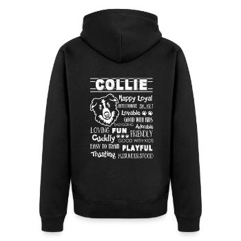 Border Collie Happy Loyal Affectionate Smart - Unisex Premium Organic Zip Hoodie - black - Back - Nico (187cm)