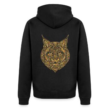 Bobcat Geometric Face - Unisex Premium Organic Zip Hoodie - black - Back - Nico (187cm)