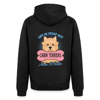 Cairn Terriers Make Life Better - Unisex Premium Organic Zip Hoodie - black - Back - Nico (187cm)
