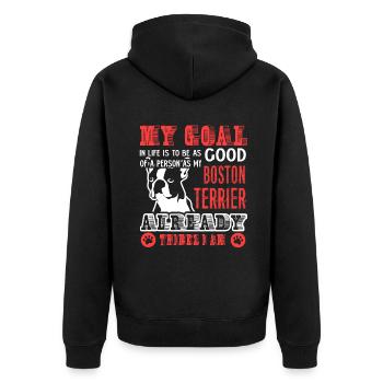 Try To Be A Good Boston Terrier - Unisex Premium Organic Zip Hoodie - black - Back - Nico (187cm)