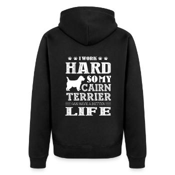 I Work Hard For My Cairn Terrier - Unisex Premium Organic Zip Hoodie - black - Back - Nico (187cm)