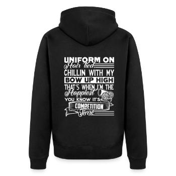 Cheerleading Competition Uniform On Hair Tied - Unisex Premium Organic Zip Hoodie - black - Back - Nico (187cm)