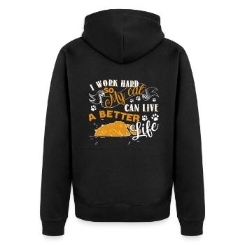 Cat Lover Give Better Life To My Cat - Unisex Premium Organic Zip Hoodie - black - Back - Nico (187cm)