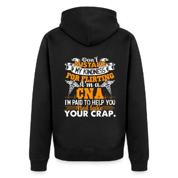 CNA I am A CNA - Unisex Premium Organic Zip Hoodie - black - Back - Nico (187cm)