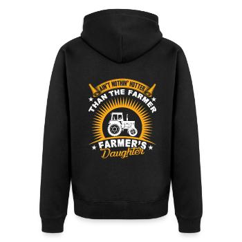 Farmer Farmer's Daughter Hotter - Unisex Premium Organic Zip Hoodie - black - Back - Nico (187cm)