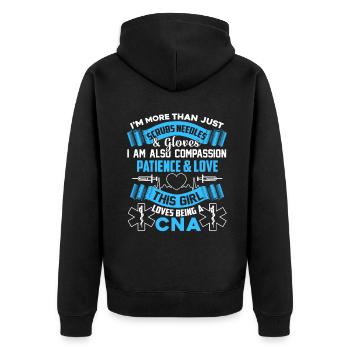 CNA Loves Being A CNA - Unisex Premium Organic Zip Hoodie - black - Back - Nico (187cm)