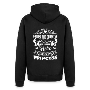 Father And Daughter Hero And Princess - Unisex Premium Organic Zip Hoodie - black - Back - Nico (187cm)