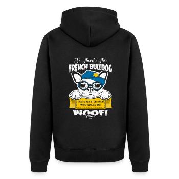 French Bulldog Calls Me Mom - Unisex Premium Organic Zip Hoodie - black - Back - Nico (187cm)