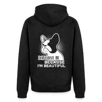 French Bulldog Dog Lover - Unisex Premium Organic Zip Hoodie - black - Back - Nico (187cm)