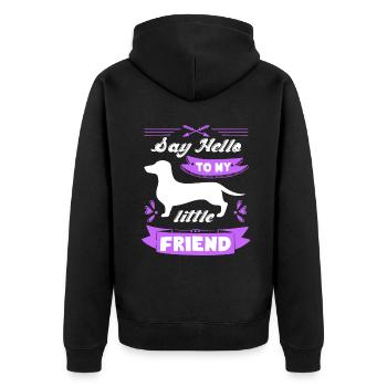 Dachshund Say Hello To My Dachshund - Unisex Premium Organic Zip Hoodie - black - Back - Nico (187cm)