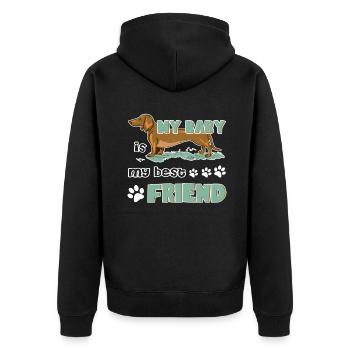 Dachshund Is My Best Friend - Unisex Premium Organic Zip Hoodie - black - Back - Nico (187cm)