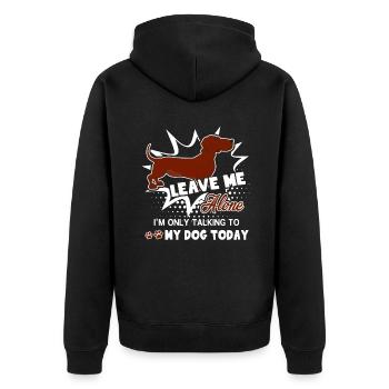 Dachshund Taking To My Dachshund - Unisex Premium Organic Zip Hoodie - black - Back - Nico (187cm)