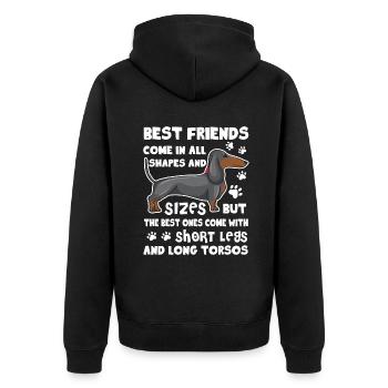 Dachshund Best Friend - Unisex Premium Organic Zip Hoodie - black - Back - Nico (187cm)