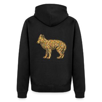 Coyote Geometric - Unisex Premium Organic Zip Hoodie - black - Back - Nico (187cm)