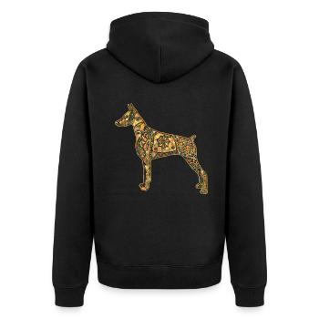 Doberman Pinscher Geometric - Unisex Premium Organic Zip Hoodie - black - Back - Nico (187cm)