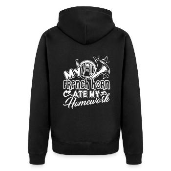 French Horn Ate My Homework - Unisex Premium Organic Zip Hoodie - black - Back - Nico (187cm)