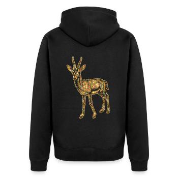 Gazelle Geometric - Unisex Premium Organic Zip Hoodie - black - Back - Nico (187cm)