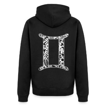Gemini Zodiac Horoscope - Unisex Premium Organic Zip Hoodie - black - Back - Nico (187cm)