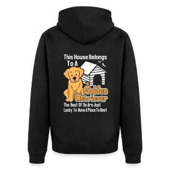 This House Belongs To A Golden Retriever - Unisex Premium Organic Zip Hoodie - black - Back - Nico (187cm)