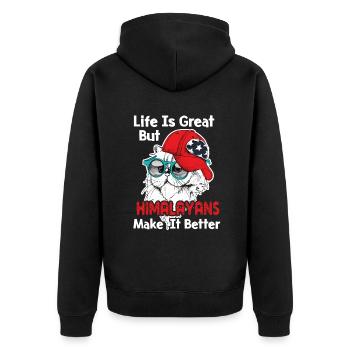 Life Is Great But Himalayan Cat Make It Better - Unisex Premium Organic Zip Hoodie - black - Back - Nico (187cm)