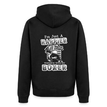 I'm Just A Happier Woman With My Boxer Dog - Unisex Premium Organic Zip Hoodie - black - Back - Nico (187cm)