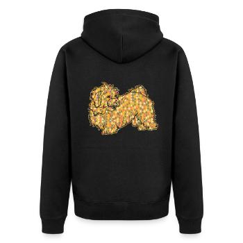 Havanese Dog Geometric - Unisex Premium Organic Zip Hoodie - black - Back - Nico (187cm)