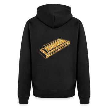 Harmonica Geometric - Unisex Premium Organic Zip Hoodie - black - Back - Nico (187cm)