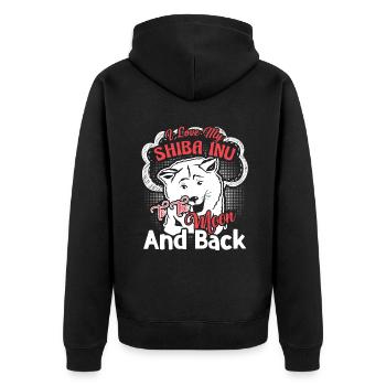 I Love My Shiba Inu To The Moon And Back - Unisex Premium Organic Zip Hoodie - black - Back - Nico (187cm)