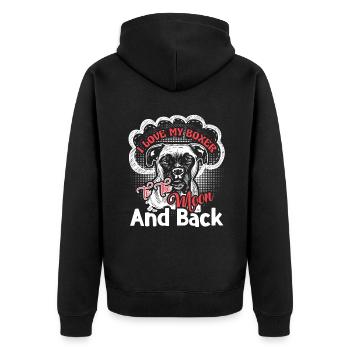 I Love My Boxer To The Moon And Back - Unisex Premium Organic Zip Hoodie - black - Back - Nico (187cm)