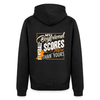 Handball My Handball Boyfriend Scores - Unisex Premium Organic Zip Hoodie - black - Back - Nico (187cm)