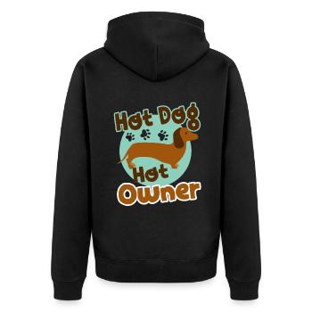 Hot Dachshund Hot Dog Hot Owner - Unisex Premium Organic Zip Hoodie - black - Back - Nico (187cm)